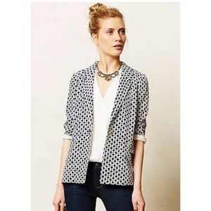 Anthropologie Cartonnier Blue and White Blazer